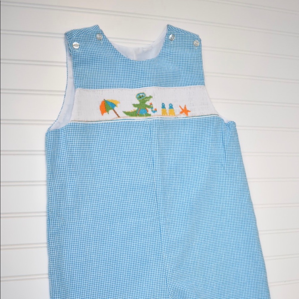 Velani classics hand smocked Jon Jon 4T beach